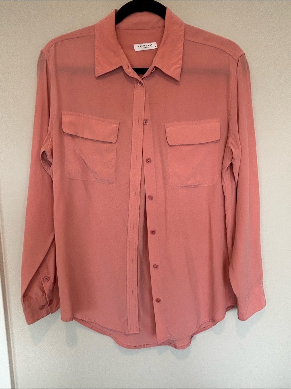 Equipment Silk Button-Up Shirt in Coral Rose